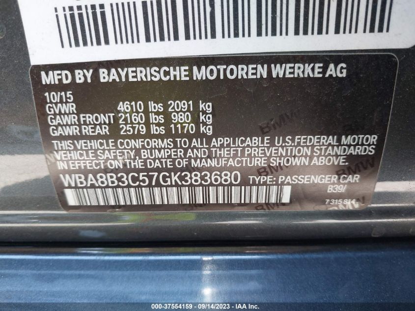 2016 BMW 3 SERIES 340I - WBA8B3C57GK383680