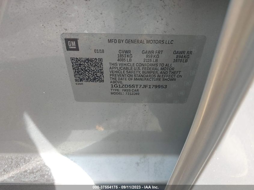 2018 CHEVROLET MALIBU LT - 1G1ZD5ST7JF179953