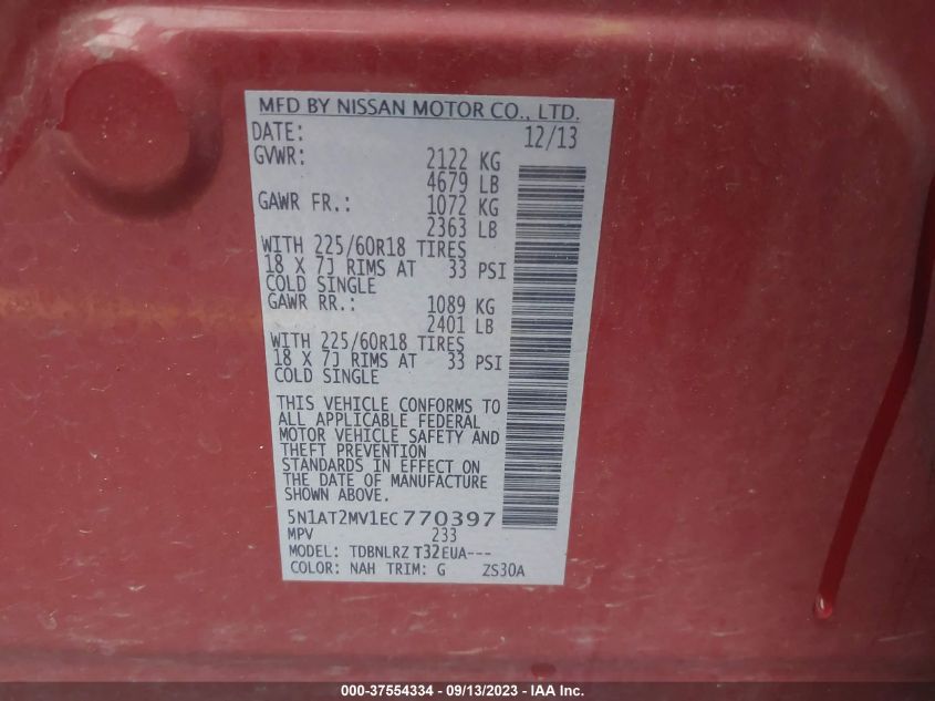 2014 NISSAN ROGUE SL - 5N1AT2MV1EC770397