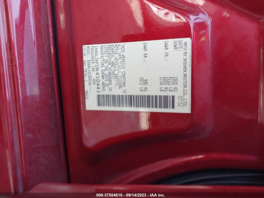 2013 NISSAN ALTIMA 2.5 SL - 1N4AL3AP1DN410443
