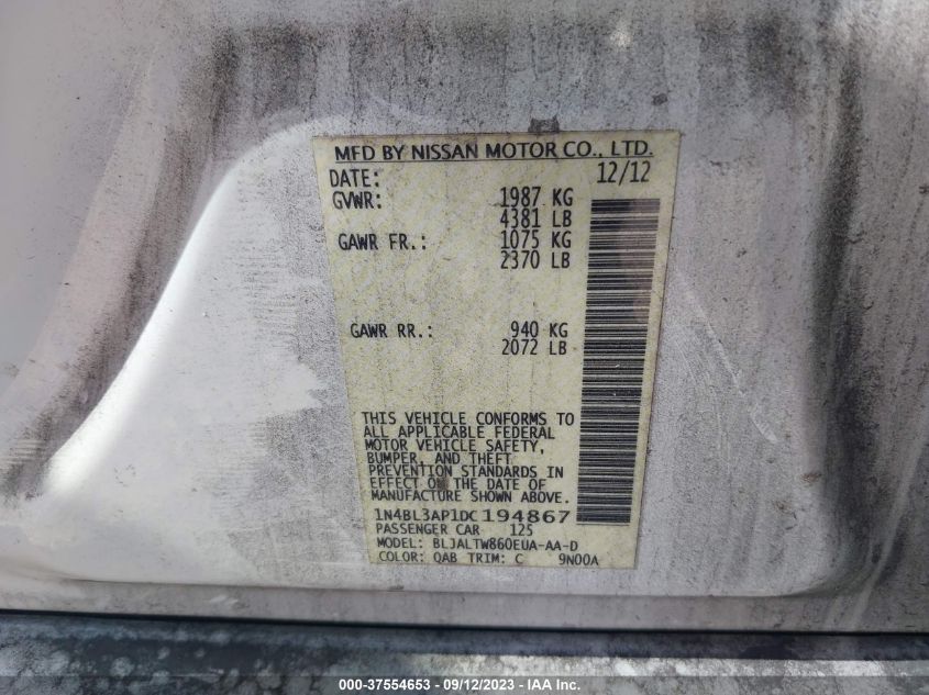2013 NISSAN ALTIMA 3.5 SV - 1N4BL3AP1DC194867