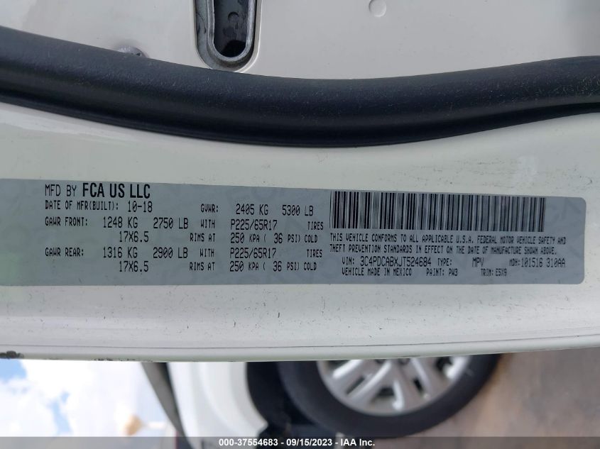 2018 DODGE JOURNEY SE - 3C4PDCABXJT524684