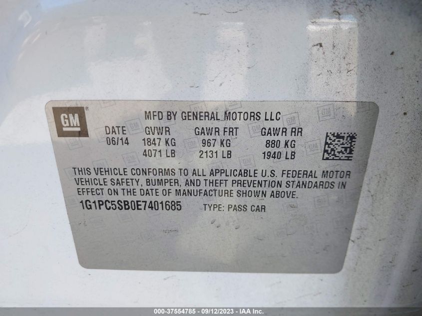 2014 CHEVROLET CRUZE 1LT - 1G1PC5SB0E7401685