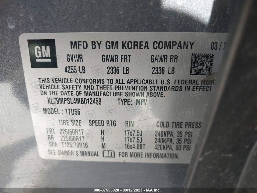 2021 CHEVROLET TRAILBLAZER LT - KL79MPSL4MB012459