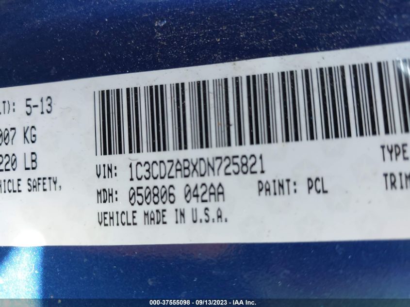 2013 DODGE AVENGER SE - 1C3CDZABXDN725821