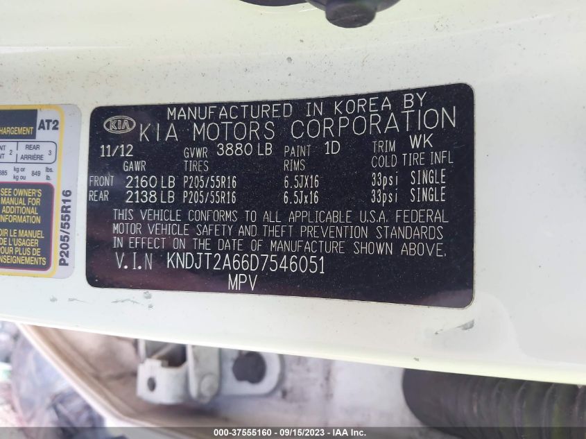 2013 KIA SOUL + - KNDJT2A66D7546051