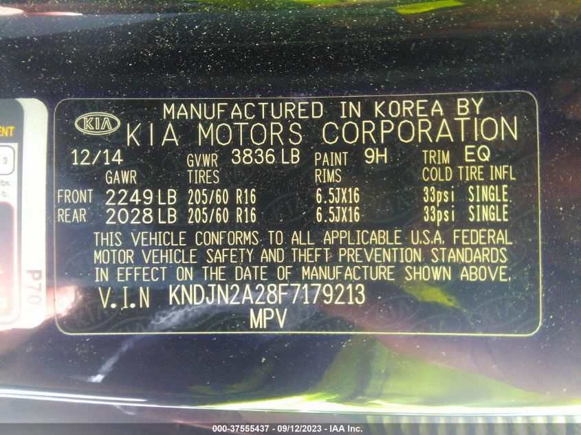 2015 KIA SOUL BASE - KNDJN2A28F7179213