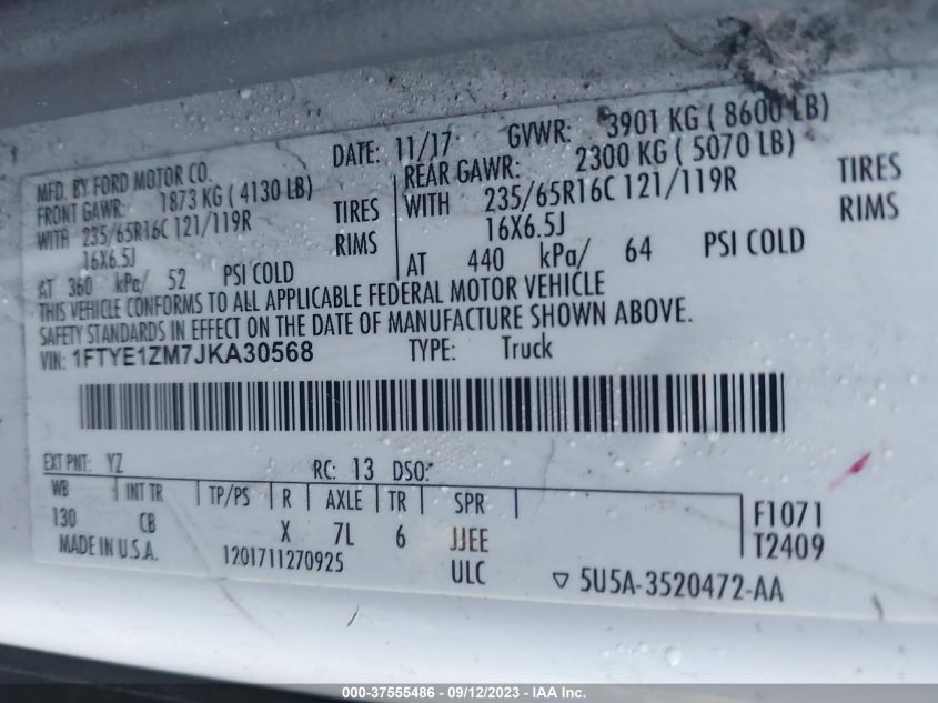 2018 FORD TRANSIT-150 1FTYE1ZM7JKA30568