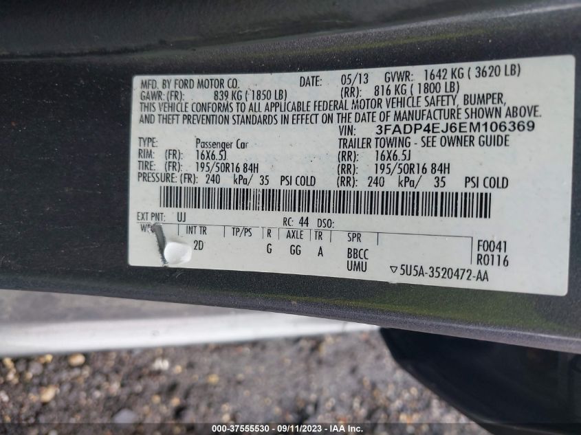 2014 FORD FIESTA SE - 3FADP4EJ6EM106369