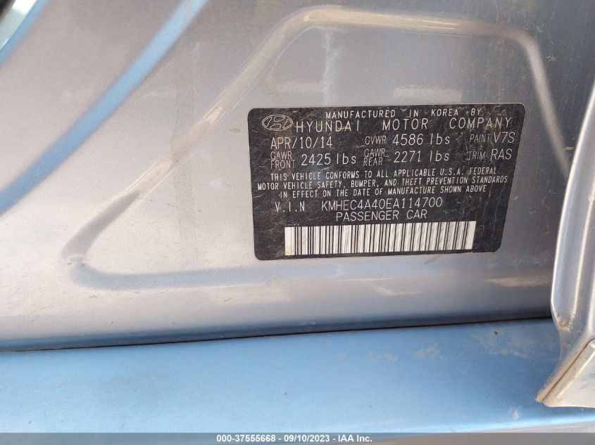 2014 HYUNDAI SONATA HYBRID - KMHEC4A40EA114700