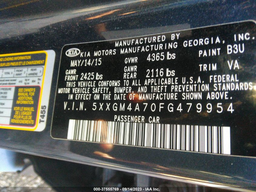 2015 KIA OPTIMA LX - 5XXGM4A70FG479954