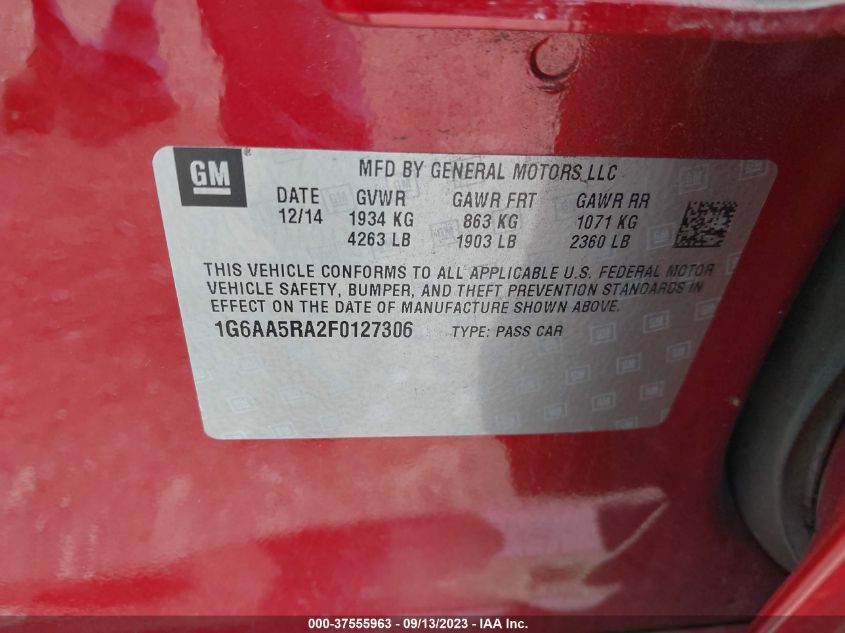 2015 CADILLAC ATS SEDAN STANDARD RWD - 1G6AA5RA2F0127306