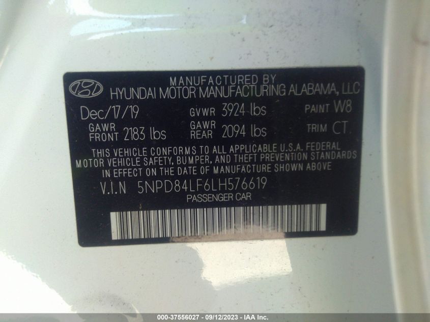 2020 HYUNDAI ELANTRA SEL - 5NPD84LF6LH576619