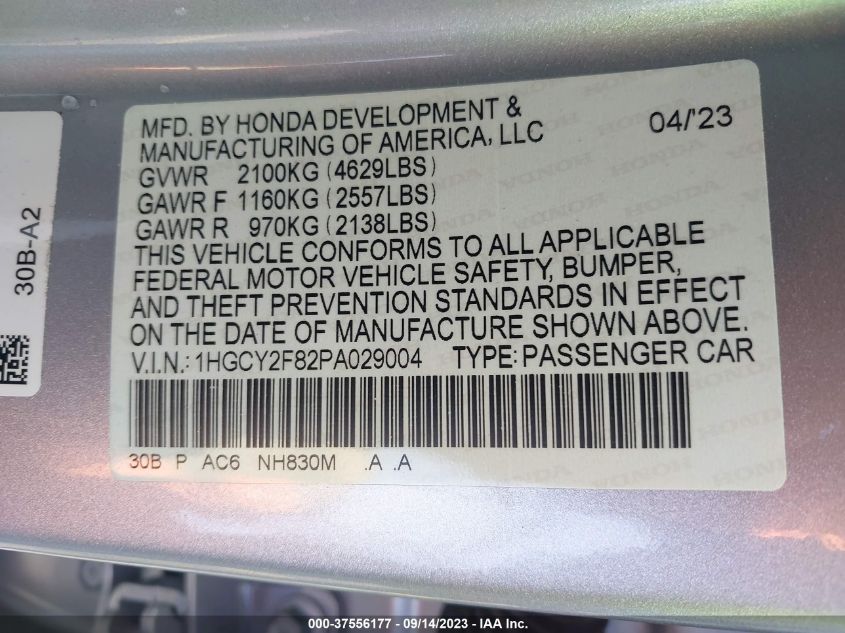 2023 HONDA ACCORD HYBRID TOURING - 1HGCY2F82PA029004