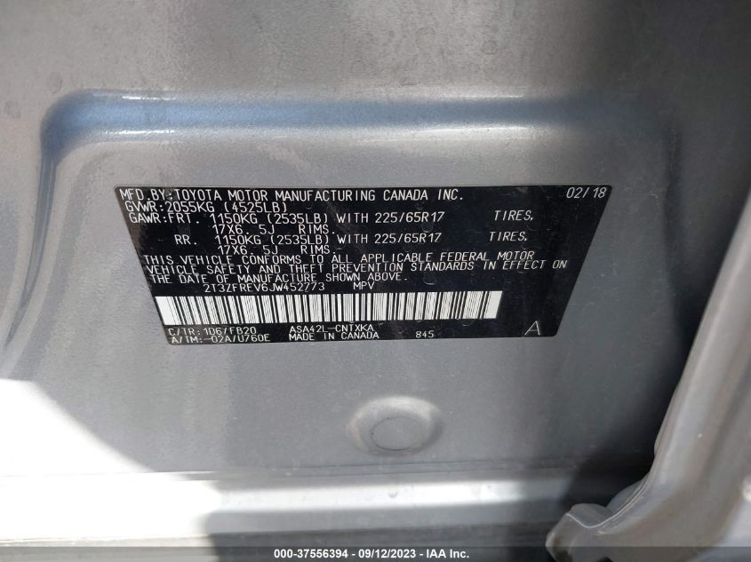 2018 TOYOTA RAV4 LE - 2T3ZFREV6JW452773