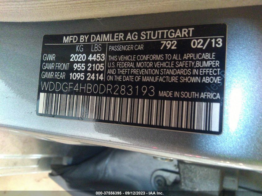 2013 MERCEDES-BENZ C 250 SPORT/LUXURY WDDGF4HB0DR283193