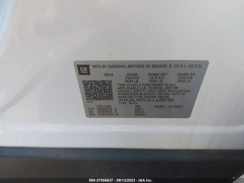2020 GMC TERRAIN SLT - 3GKALVEV1LL129759