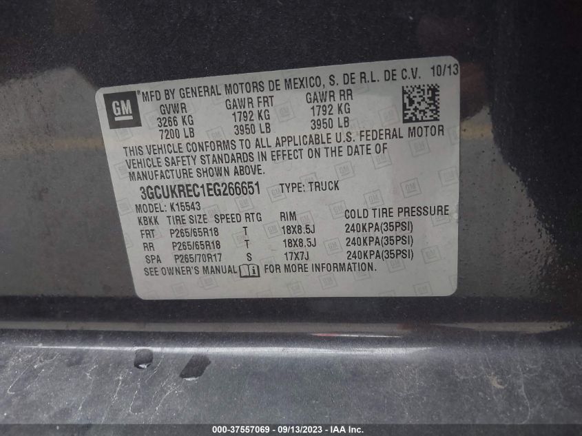 2014 CHEVROLET SILVERADO 1500 LT - 3GCUKREC1EG266651