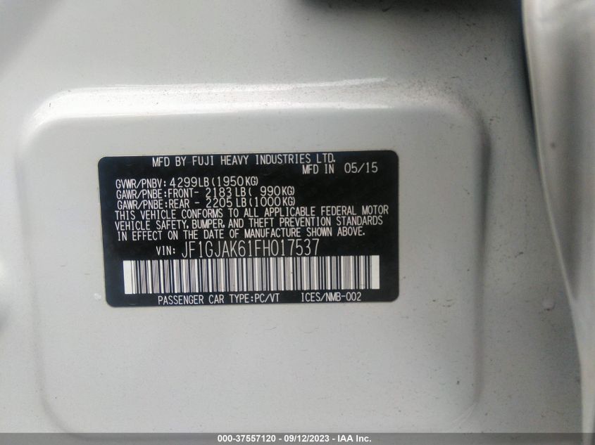 2015 SUBARU IMPREZA SEDAN PREMIUM - JF1GJAK61FH017537
