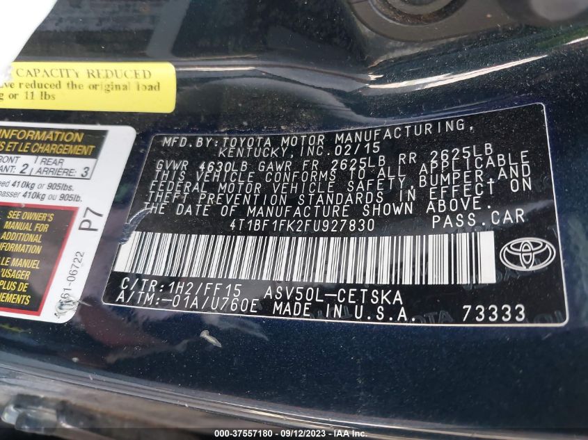 2015 TOYOTA CAMRY LE/XLE/SE/XSE - 4T1BF1FK2FU927830
