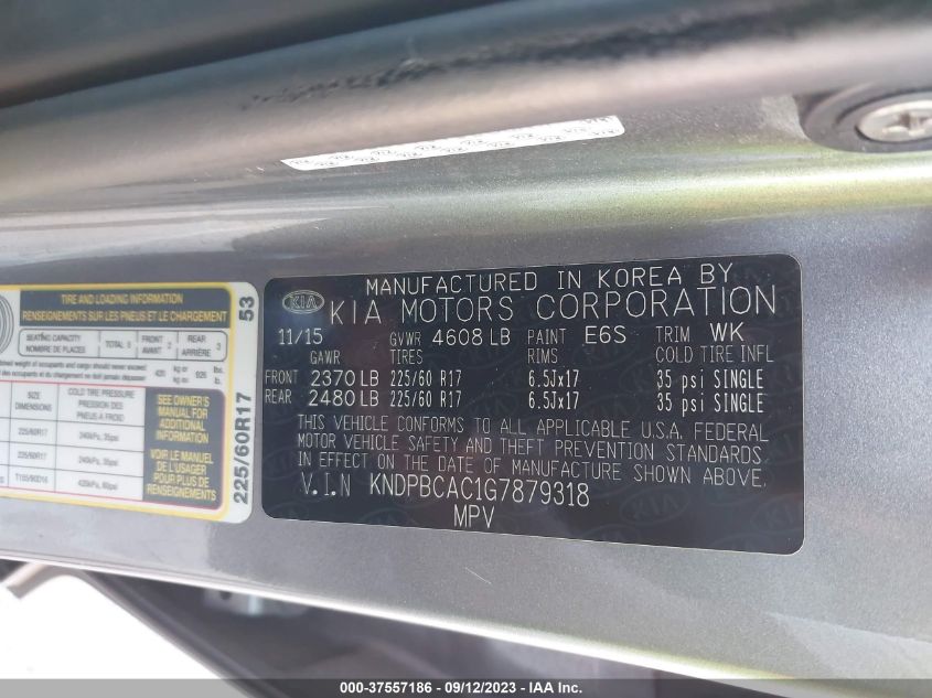 2016 KIA SPORTAGE LX - KNDPBCAC1G7879318