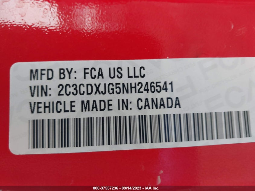 VIN 2C3CDXJG5NH246541 2022 DODGE CHARGER SXT