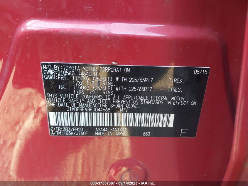 2015 TOYOTA RAV4 LE - JTMBFREV8FJ044668
