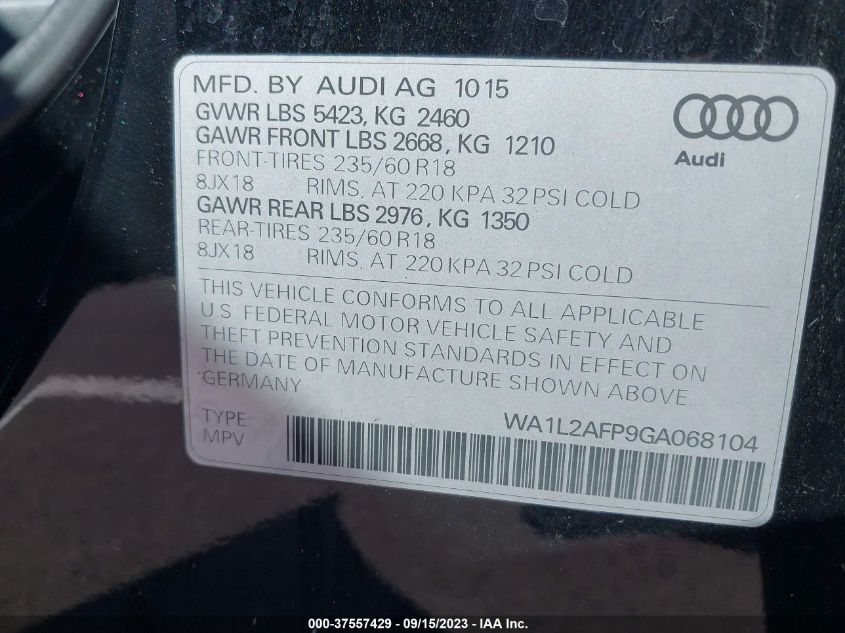 WA1L2AFP9GA068104 2016 AUDI Q5, photo no. 9