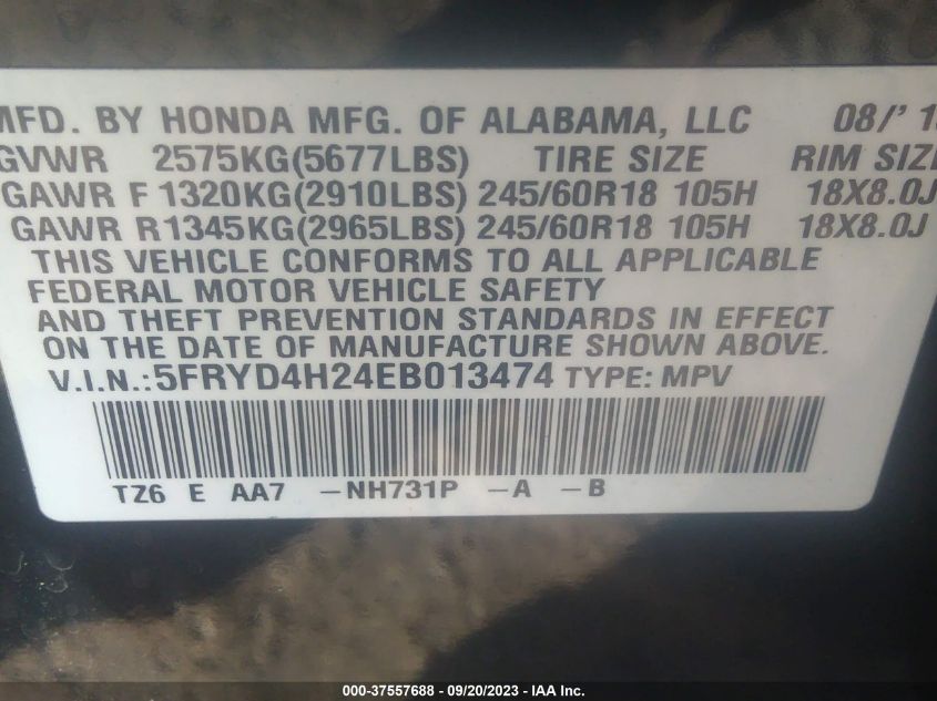 2014 ACURA MDX - 5FRYD4H24EB013474