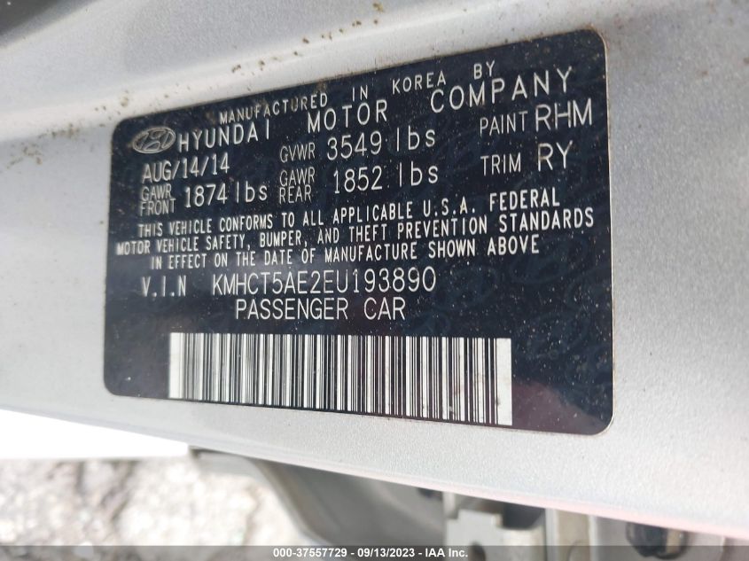 2014 HYUNDAI ACCENT GS - KMHCT5AE2EU193890
