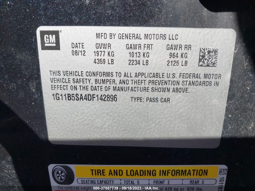 2013 CHEVROLET MALIBU LS - 1G11B5SA4DF142896