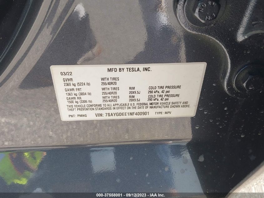 7SAYGDEE1NF400901 Tesla Model Y   9