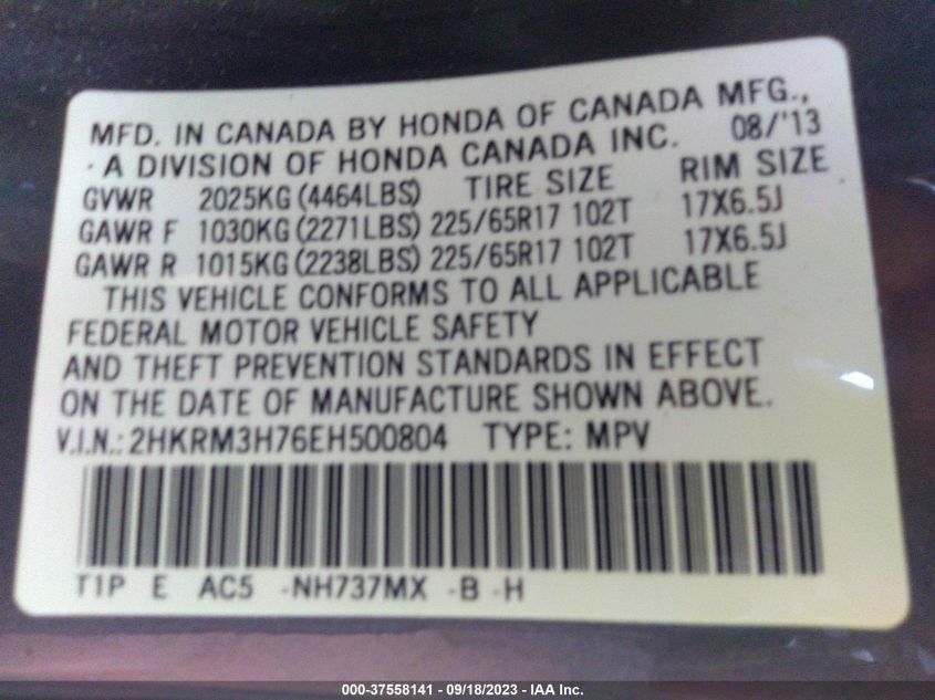 2014 HONDA CR-V EX-L - 2HKRM3H76EH500804