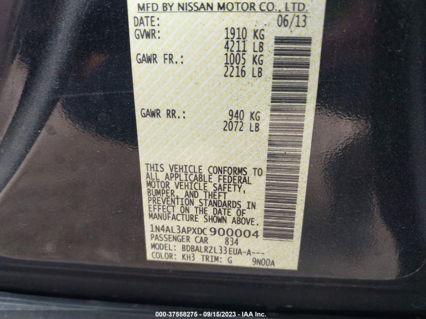 2013 NISSAN ALTIMA 2.5 S - 1N4AL3APXDC900004