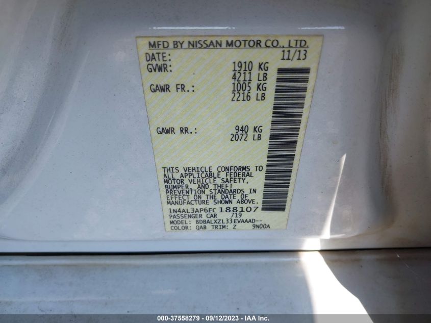 2014 NISSAN ALTIMA 2.5/S/SV/SL - 1N4AL3AP6EC188107