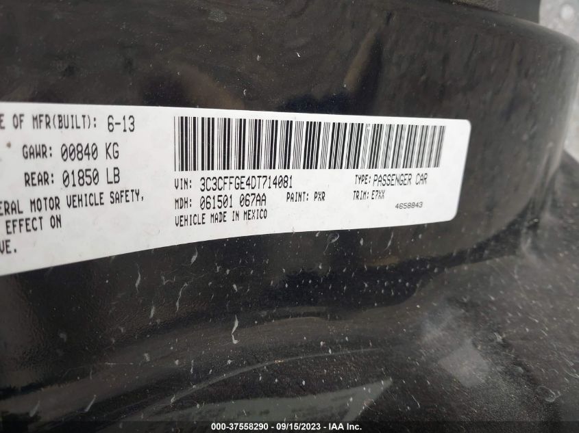 2013 FIAT 500E BATTERY ELECTRIC 3C3CFFGE4DT714081