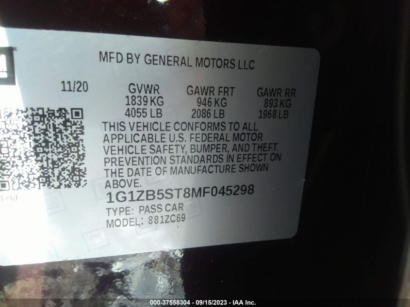 2021 CHEVROLET MALIBU LS - 1G1ZB5ST8MF045298