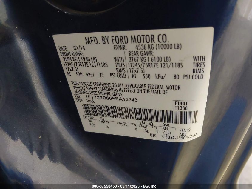 2015 FORD SUPER DUTY F-250 SRW XLT/LARIAT/XL - 1FT7X2B60FEA15343