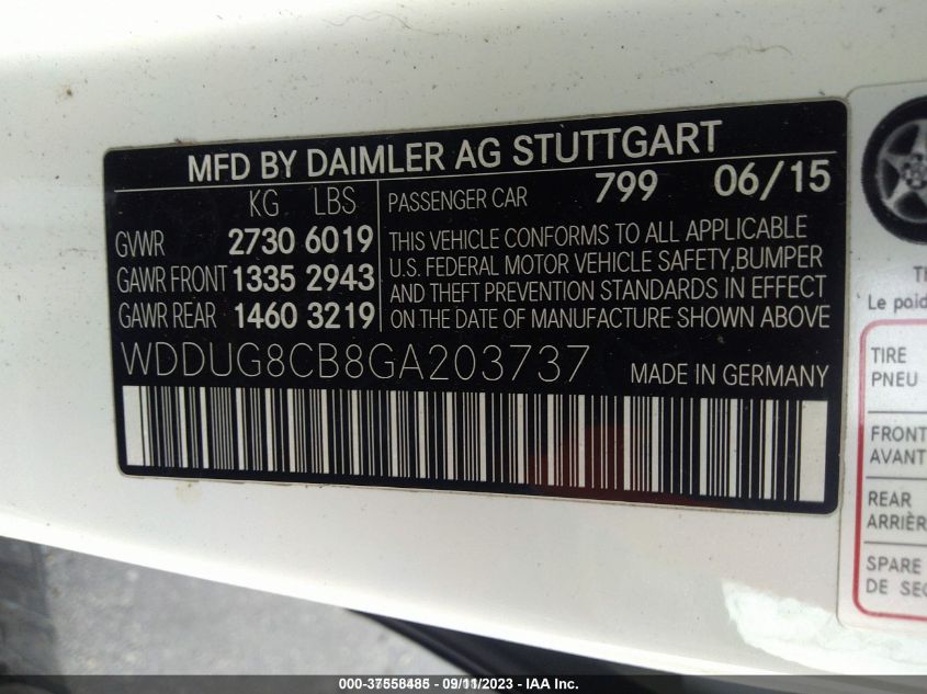 2016 MERCEDES-BENZ S 550 WDDUG8CB8GA203737
