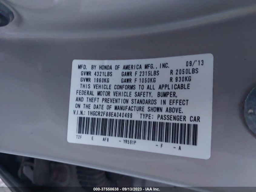 2014 HONDA ACCORD SEDAN EX-L - 1HGCR2F88EA040499
