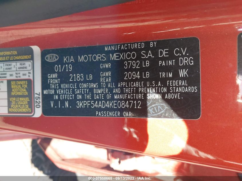 2019 KIA FORTE EX - 3KPF54AD4KE084712