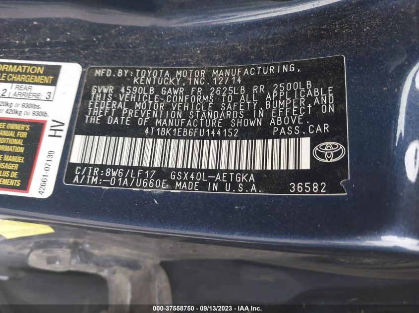 2015 TOYOTA AVALON LIMITED - 4T1BK1EB6FU144152