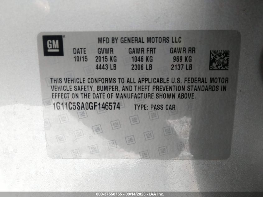 2016 CHEVROLET MALIBU LIMITED LT - 1G11C5SA0GF146574