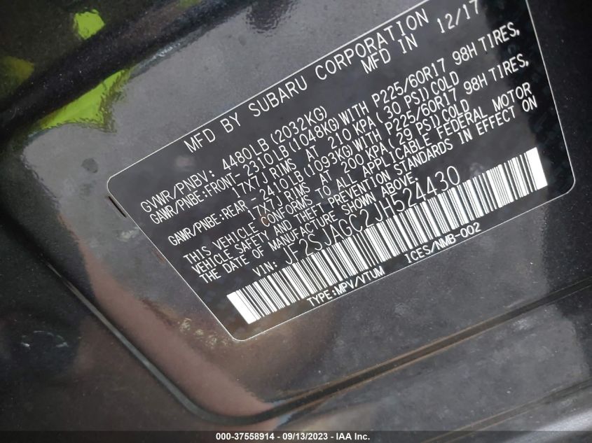 2018 SUBARU FORESTER 2.5I PREMIUM - JF2SJAGC2JH524430