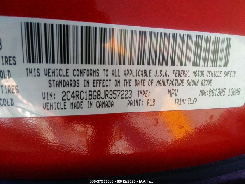 2018 CHRYSLER PACIFICA TOURING L - 2C4RC1BG8JR357223