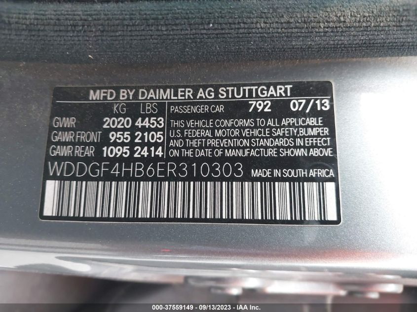 2014 MERCEDES-BENZ C-CLASS C 250 - WDDGF4HB6ER310303