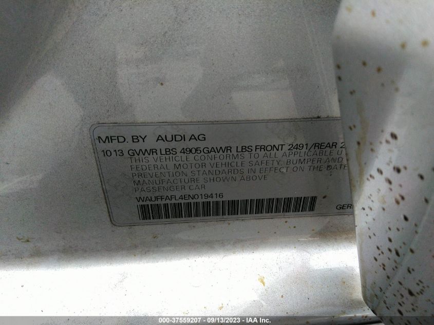 2014 AUDI A4 PREMIUM PLUS - WAUFFAFL4EN019416