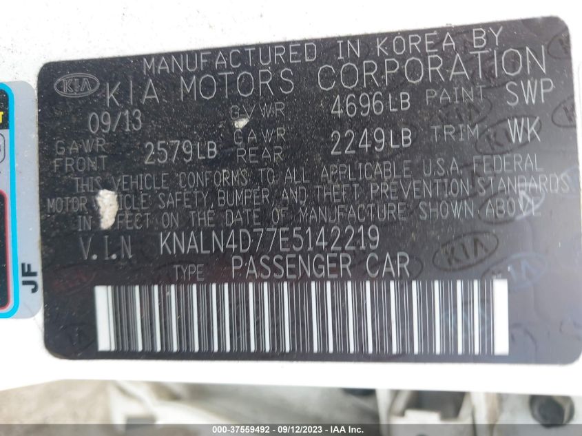 2014 KIA CADENZA LIMITED KNALN4D77E5142219