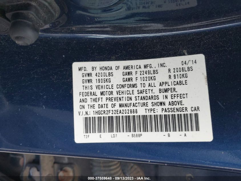 2014 HONDA ACCORD SEDAN LX - 1HGCR2F32EA202888