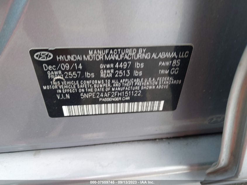 2015 HYUNDAI SONATA 2.4L SE - 5NPE24AF2FH151122